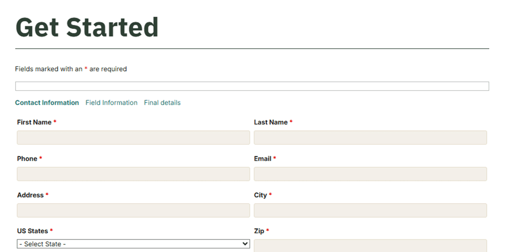 get started form